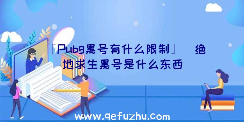 「Pubg黑号有什么限制」|绝地求生黑号是什么东西